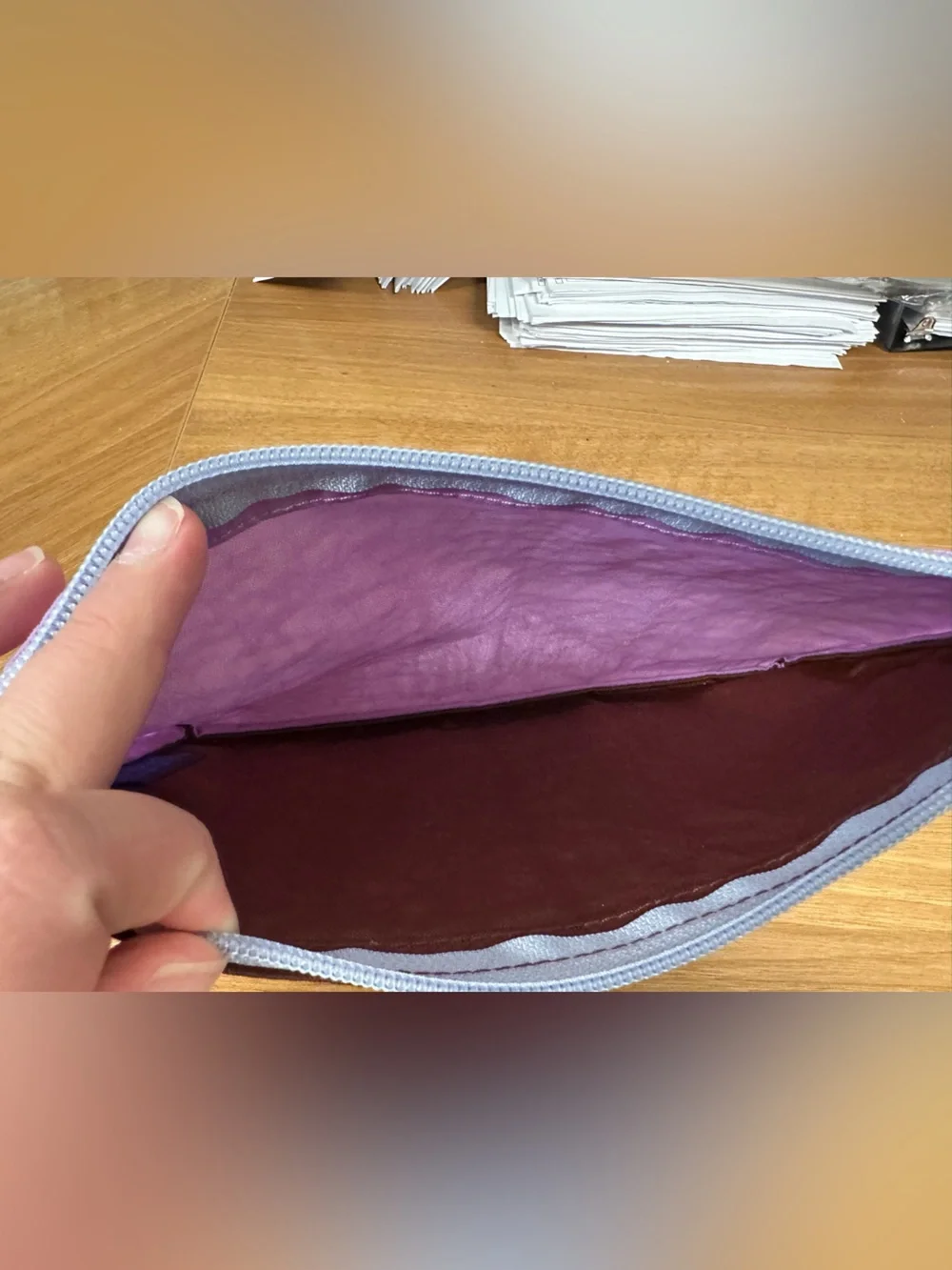 BAGGU Large Lavender/Brown Pouch